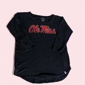 Ole Miss 47 Brand Shirt Medium navy Red Logo 3/4 Sleeve
